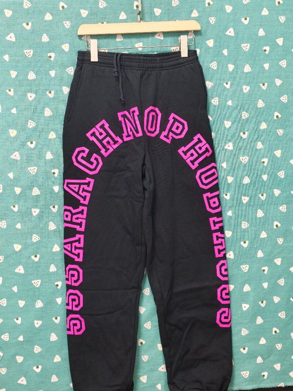 Sp5der Black Hot‑Pink Graphic Sweatpants